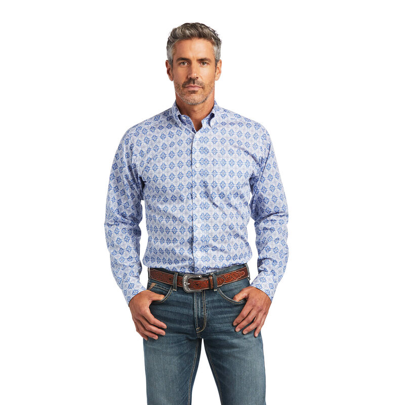 Ariat Hemden Herren - Wrinkle Free Eliot Fitted Blau ( QNAUM-8263 )